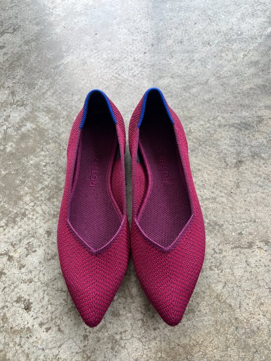 Rothy's Shoes - Rothy’s The Point Cabernet Herringbone Magenta / Maroon Flats Women's 6.5